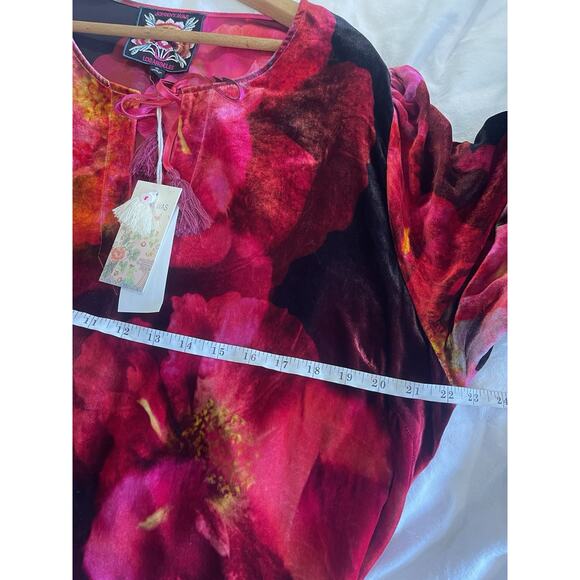 Johnny Was Ruby Bloom Velvet Vesna Silk Blend Mini Shift Dress $350 XL NWT - Picture 4 of 6